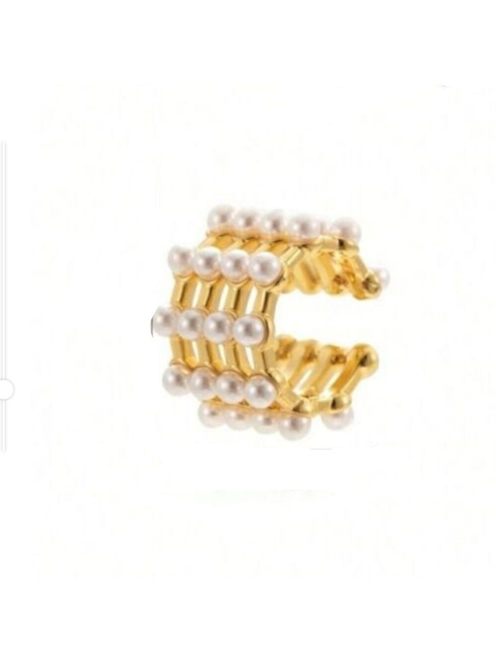 Non-piercing Clip-on Earring Pearl Details European Elegant Style Gold Tone